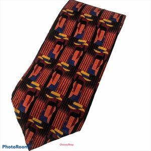 Silk Tie Luxury ZEGNA Orange Blue Burgundy Black Gold Geometric